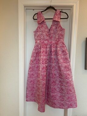 entro Pink Rose-Pattern V-Neck Dress